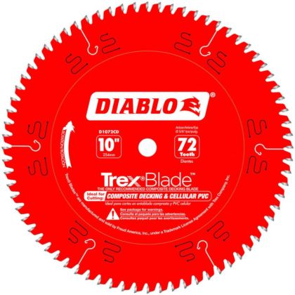 Diablo Trex Composite Decking Cellular PVC Blade 10 Inch 72 Tooth