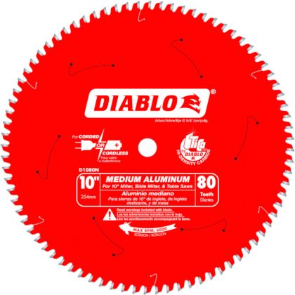 Diablo Medium Aluminum Saw Blade 10" 80 Tooth