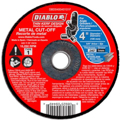 Diablo Metal Cut Off Abrasive Wheel  4"x.040"
