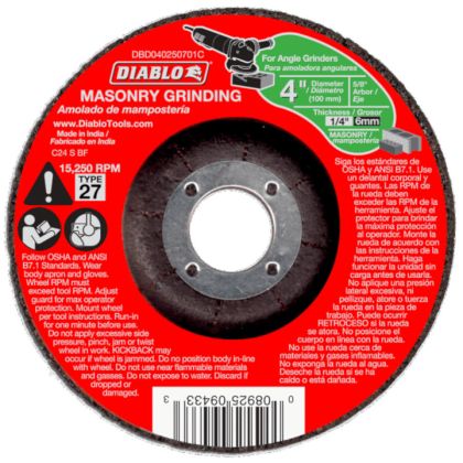 Diablo Masonry Grinding Abrasive Wheel 4"x1/4"