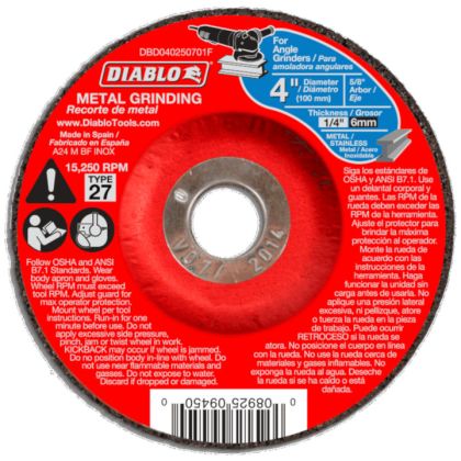 Diablo Metal Grinding Abrasive Wheel 4"x1/4"