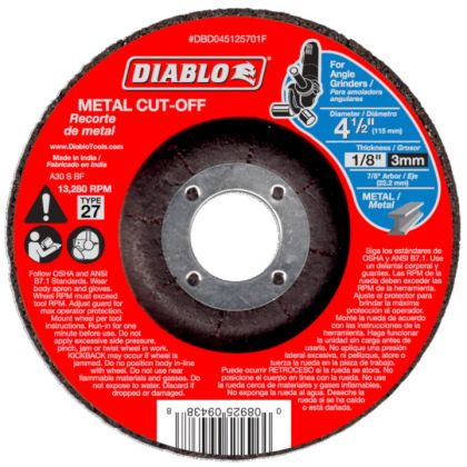 Diablo Metal Cut Off Abrasive Wheel 4 1/2"x1/8"