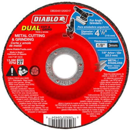 Diablo Metal Dual Cut and Grind Wheel 4 1/2"x1/8"