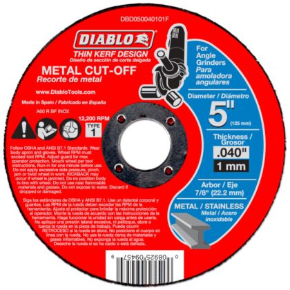 Diablo Metal Cut Off Abrasive Wheel 5"x.040"