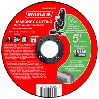 Diablo Masonry Cut Off Abrasive Wheel 5"x1/16"