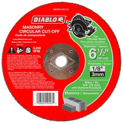 Diablo Masonry Cut Off Abrasive Wheel 6 1/2"x1/8"