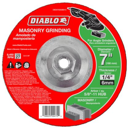 Diablo Masonry Grinding Abrasive Wheel 7"x1/4"