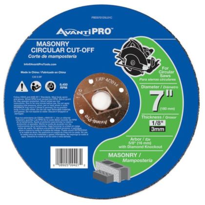 Avanti Masonry Cut Off Abrasive Wheel 7"x1/8"